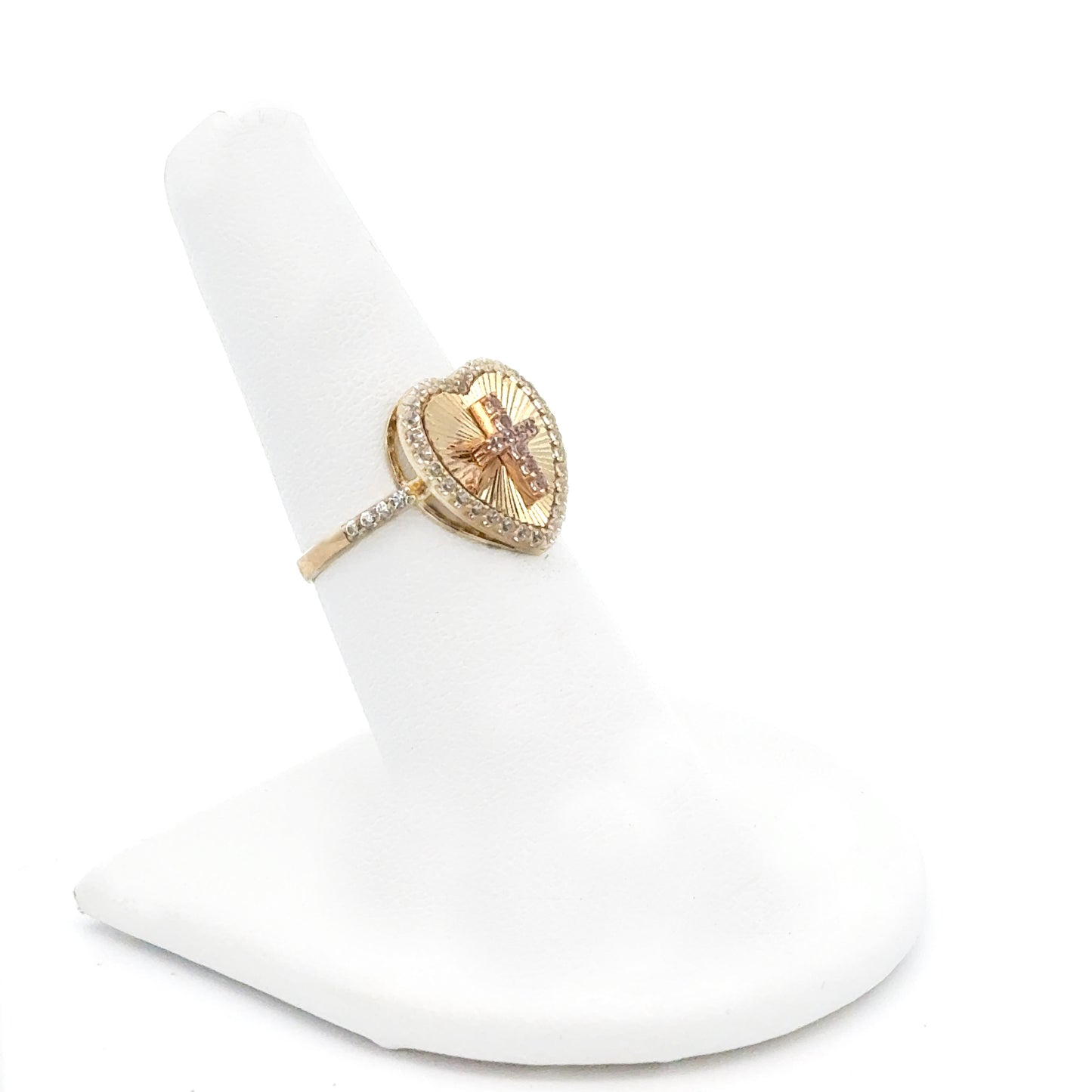 New 14K CZ Heart & Cross Ring. H.J™️