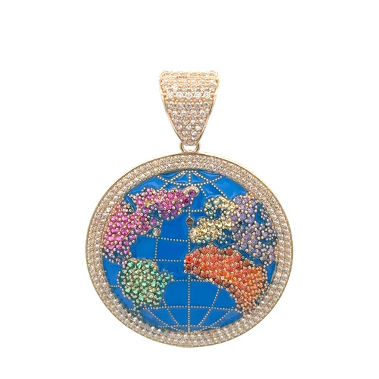 New 14K CZ World Map Pendant. H.J™️