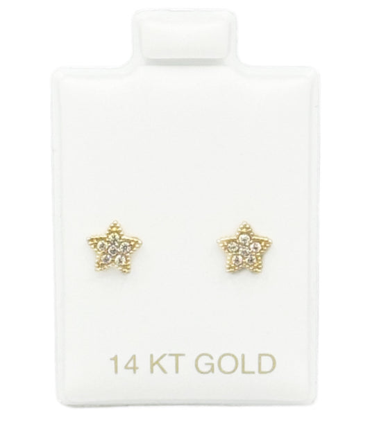 New 14K Kids CZ Star Earrings H.J™️