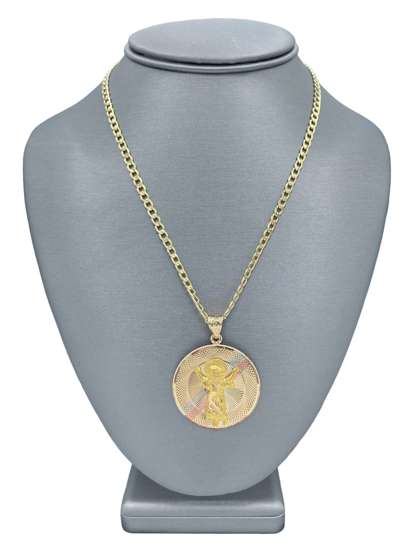 New 14k Divino Niño Pendant & Cuban Chain (4MM). H.J™️