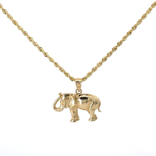 New 14k Elephant Pendant & Rope Chain (2.0MM). H.J™️