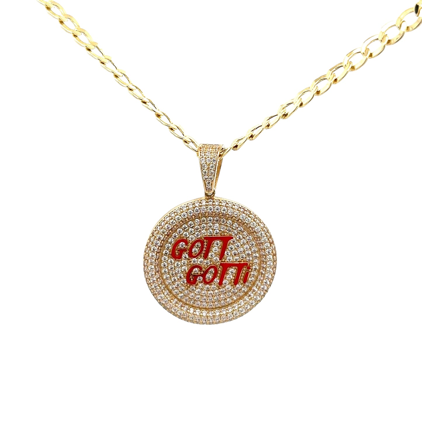 New 14K CZ Gotti Gotti Pendant & Cuban Chain. H.J™️