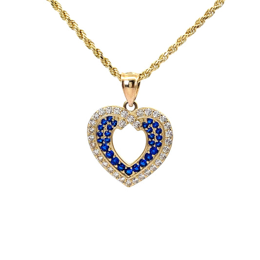 New 14k CZ Heart Pendant & Rope Chain (2.0MM) H.J™️