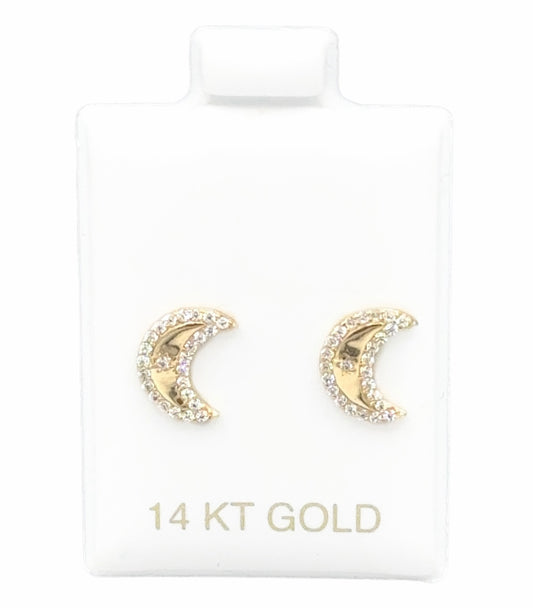 New 14K Kids CZ Moon Earrings H.J™️