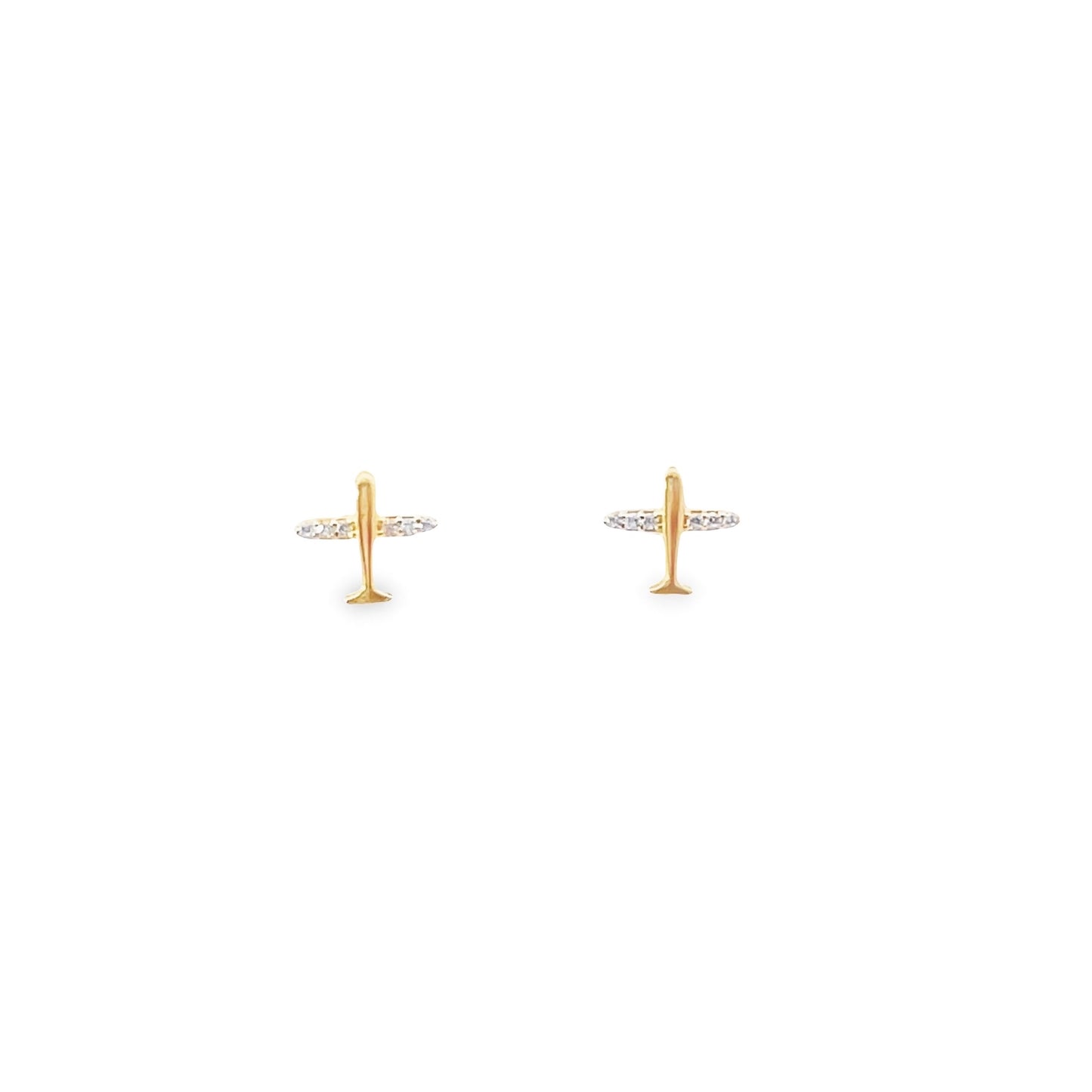 New 14K CZ Airplane Earrings H.J™️