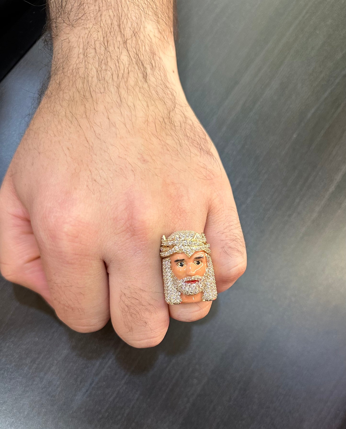 New 14K CZ Jesus Face Men's Ring. H.J™️