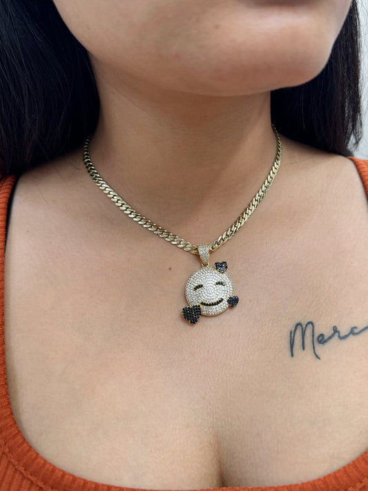 New 14K CZ Emoji Pendant & Itallo Choker (16"). H.J™️