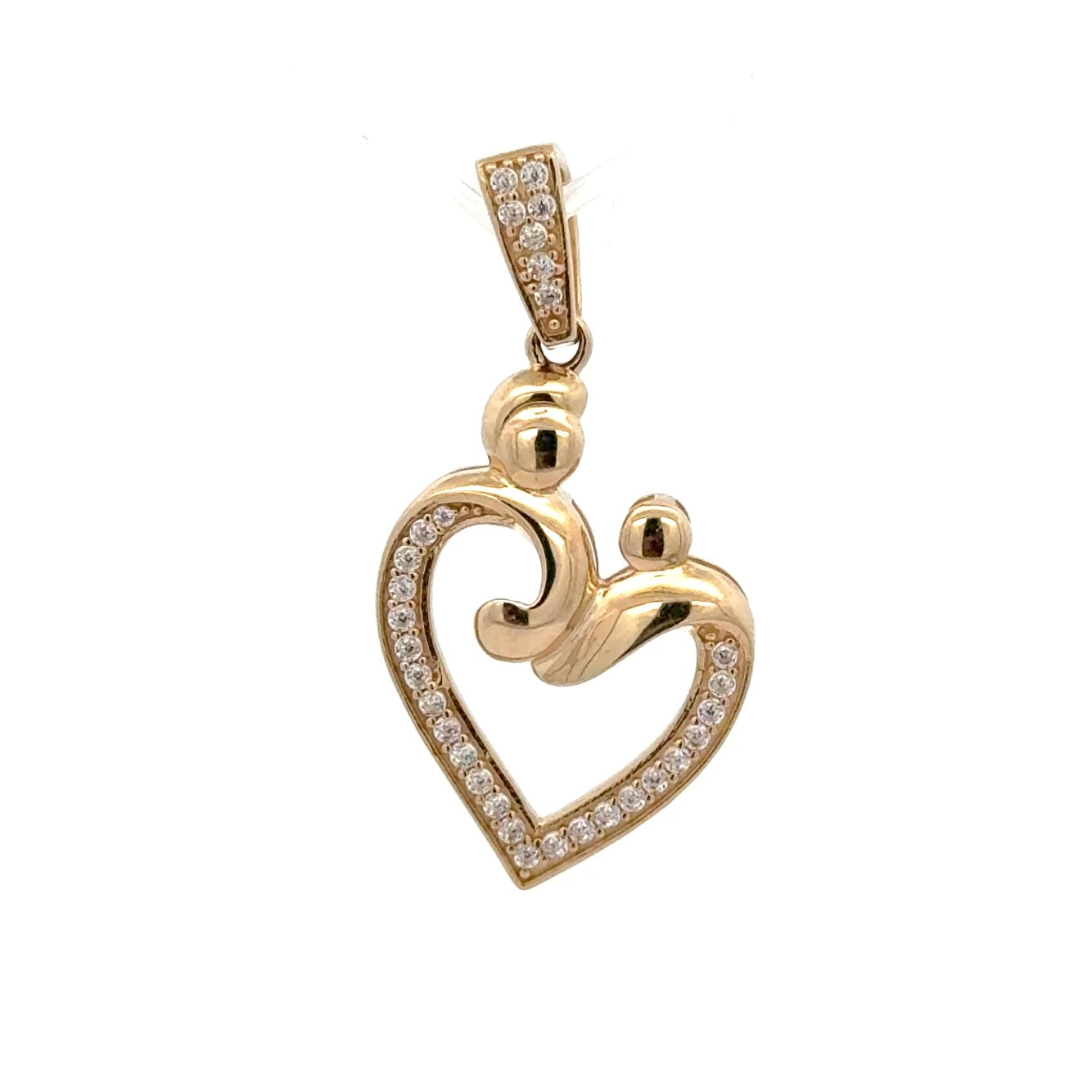 New 14K CZ Mom Heart Pendant. H.J™️