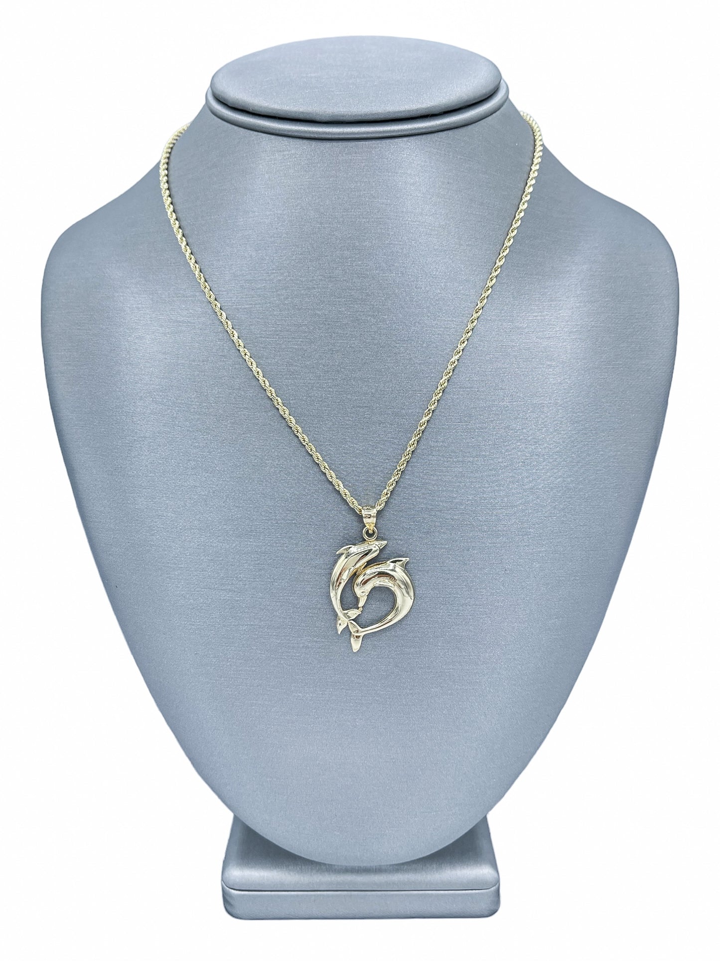 New 14k Dolphin Pendant & Rope Chain (2.0MM). H.J™️