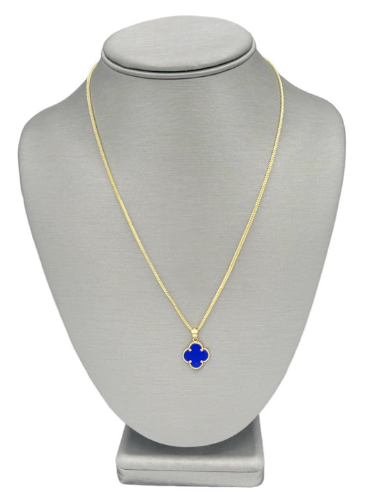 New 14K Blue Trébol Pendant & Franco Chain (1.3MM) H.J™️