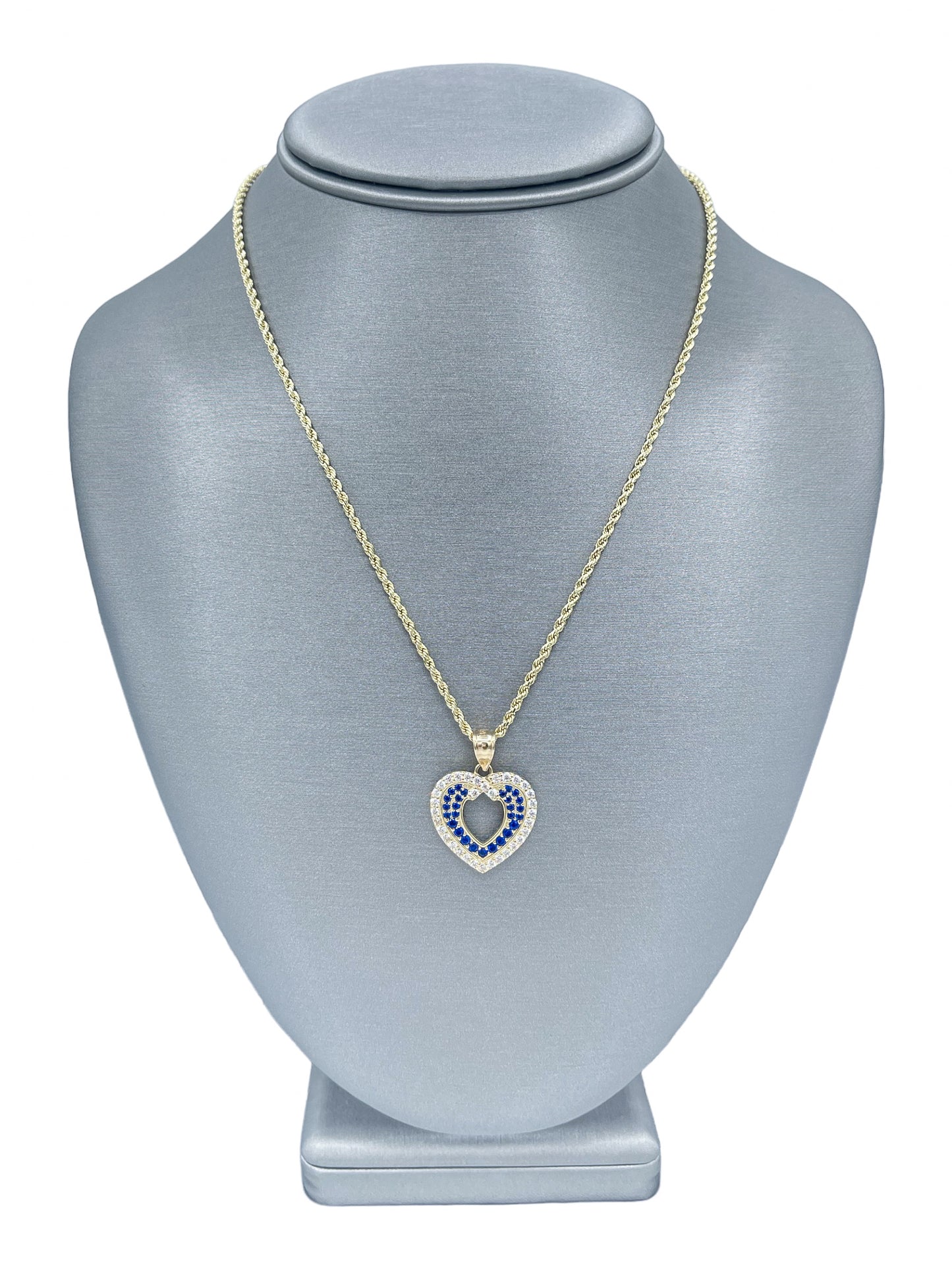 New 14k CZ Heart Pendant & Rope Chain (2.0MM) H.J™️