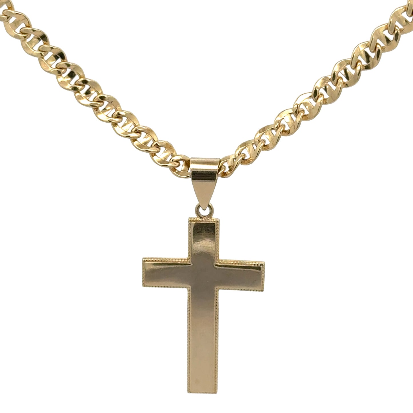 New 14K Cross Pendant & Marine Chain (5.0MM). H.J™️