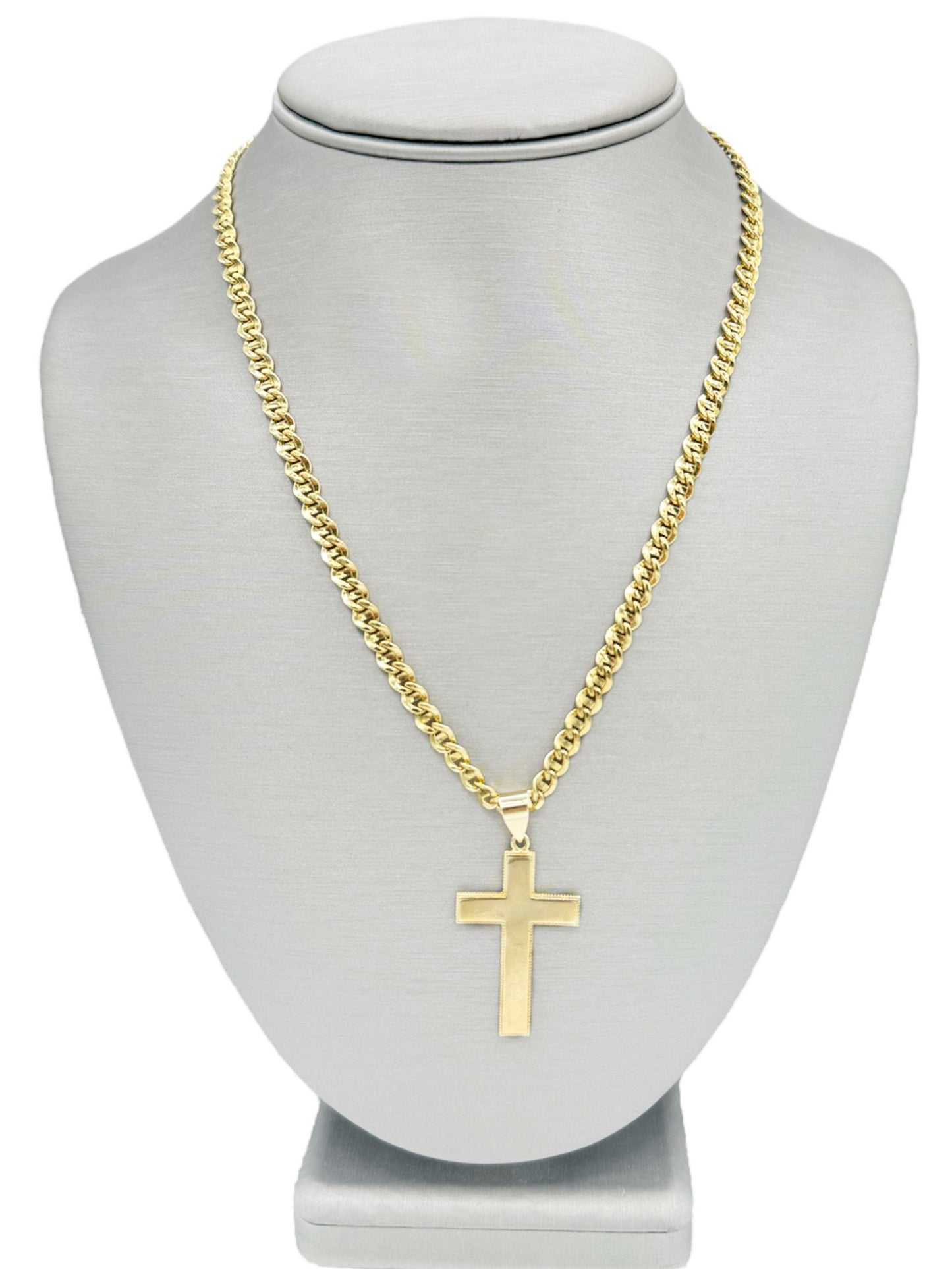 New 14K Cross Pendant & Marine Chain (5.0MM). H.J™️