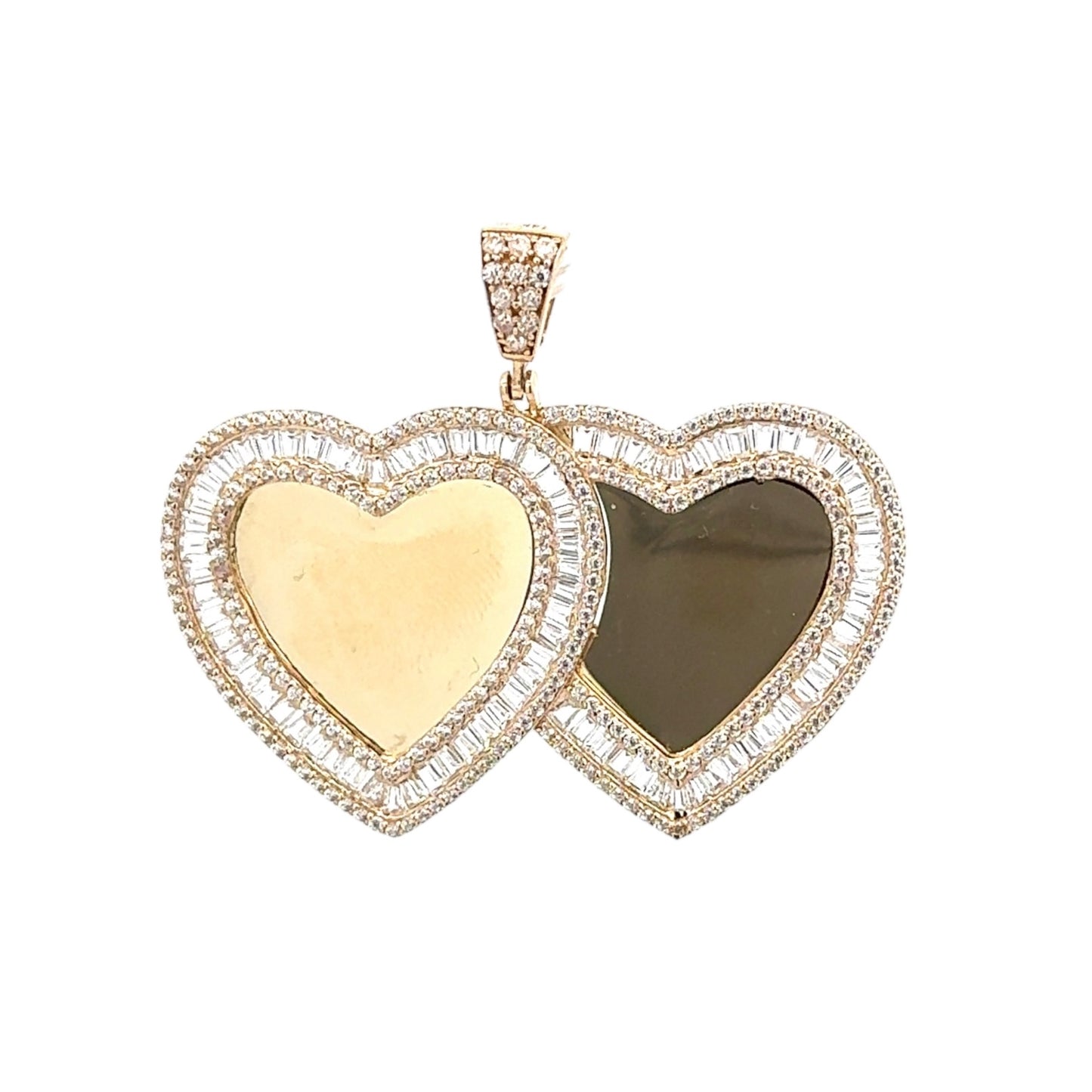 New 14K CZ Heart Double Picture Pendant. H.J™️