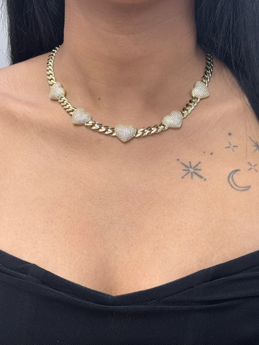 New 14K CZ Heart Itallo Choker (18”). H.J™️