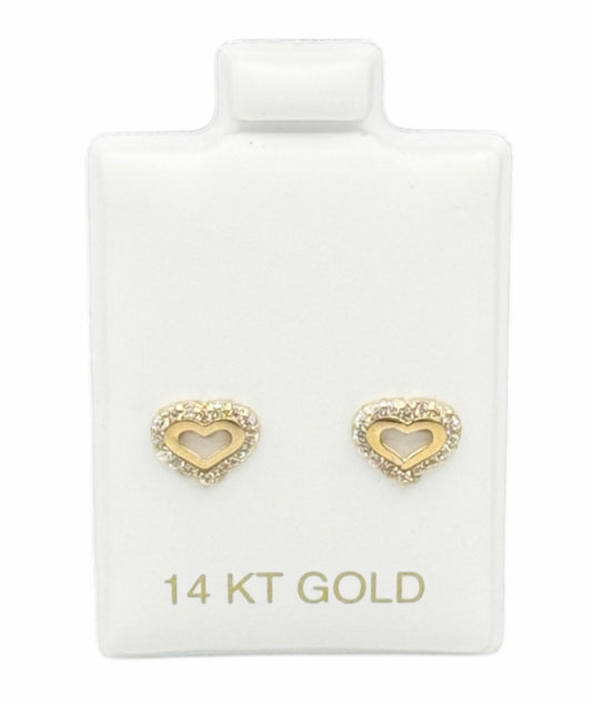 New 14K Kids CZ Heart Earrings H.J™️
