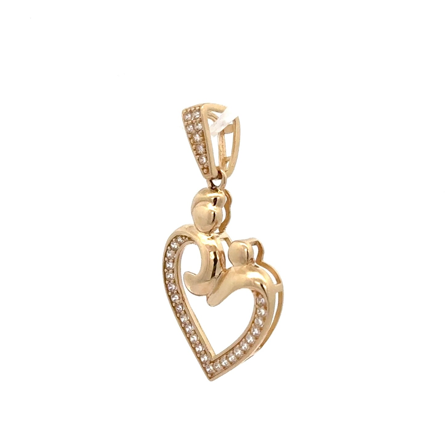 New 14K CZ Mom Heart Pendant. H.J™️