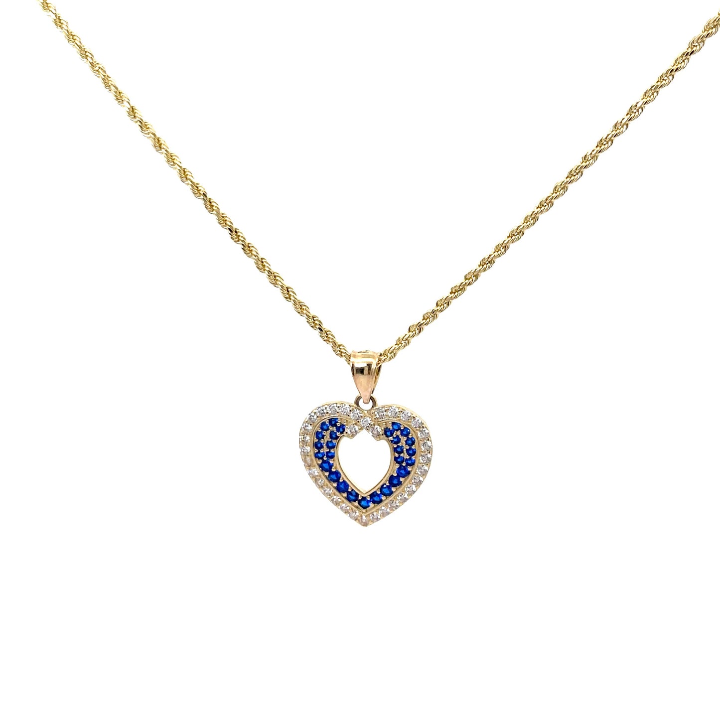 New 14k CZ Heart Pendant & Rope Chain (2.0MM) H.J™️