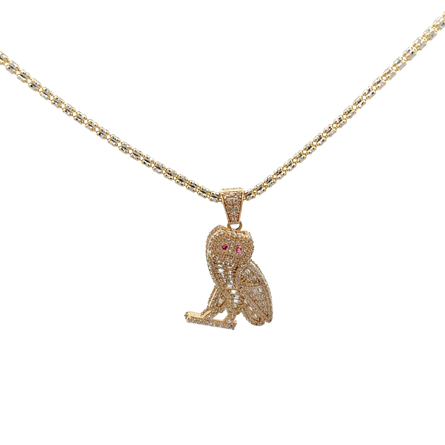 New 14K Owl Pendant & Ice Chain. H.J™️