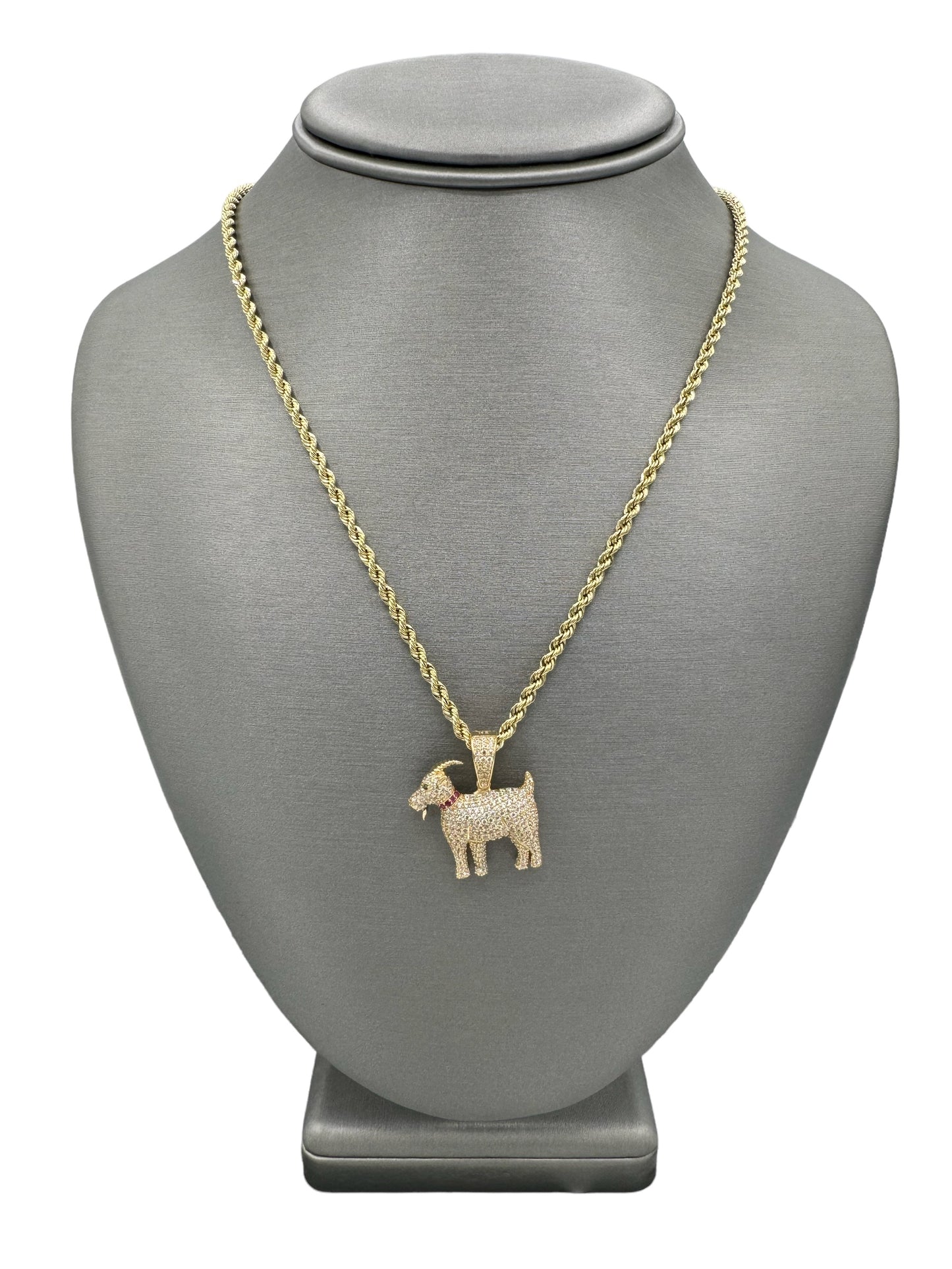 New 14K Goat Pendant & Rope Chain (2.8MM). H.J™️