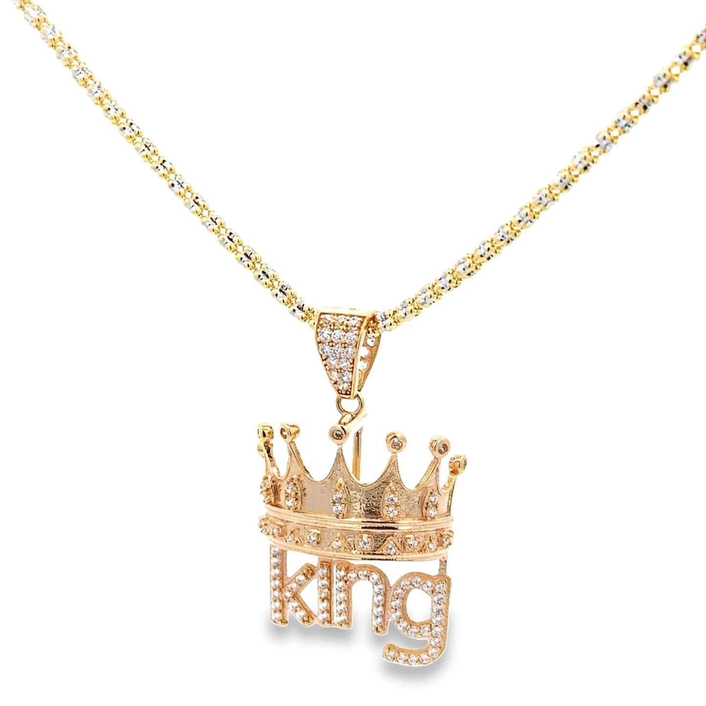 New 14K CZ King Pendant & Ice Chain (2.5MM). H.J™️