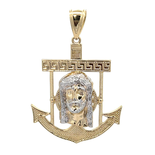 New 14K Anchor With Jesus Face Pendant H.J™️
