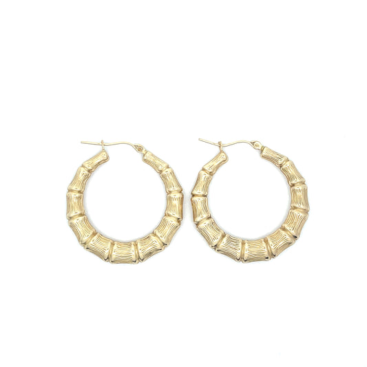 New 14K Bamboo Hoops Earrings H.J™️