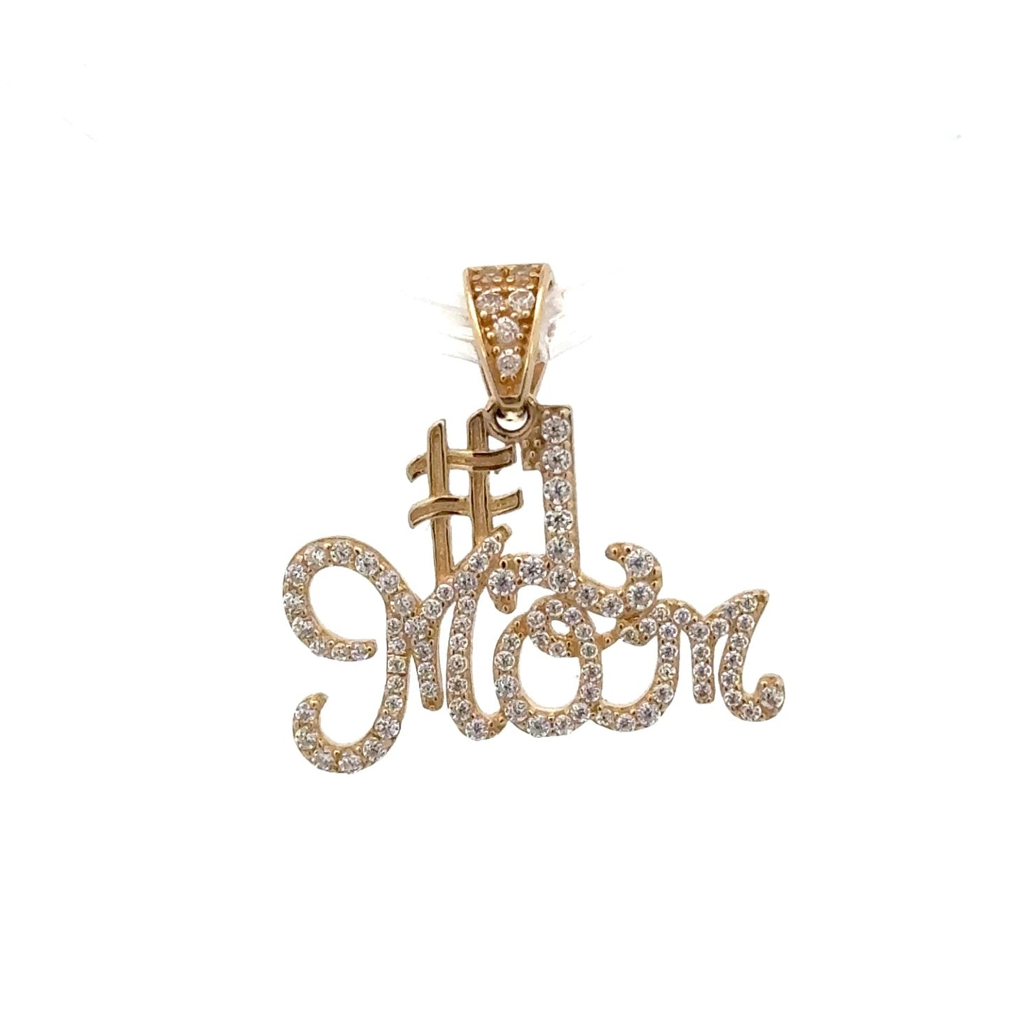 New 14K CZ #1 Mom Pendant H.J™️