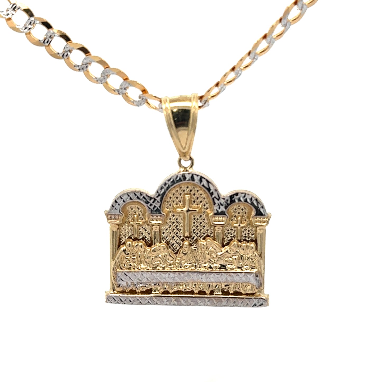 New 14K Last Supper Pendant & Solid Two Tone Cuban Chain (5.7MM). H.J™️