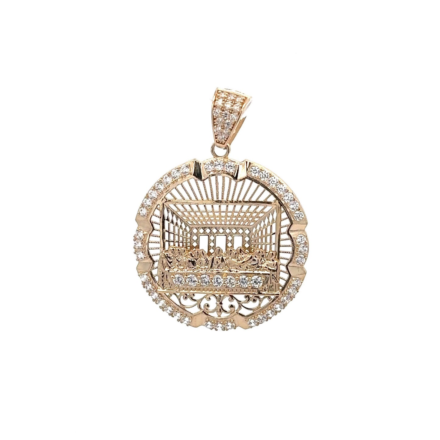 New 14K CZ Last Supper Pendant (1.7” In). H.J™️