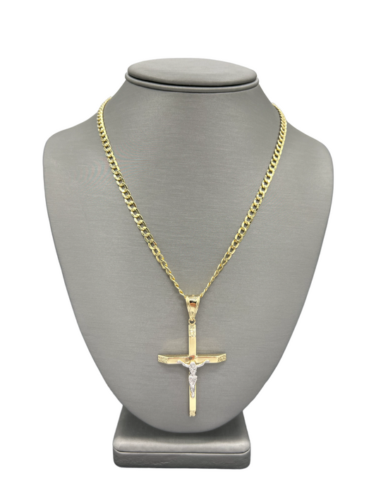 New 14K Cross Pendant & Cuban Chain G.O.J™️